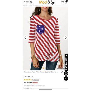 American Flag T shirt with pocket and bottom ring detail